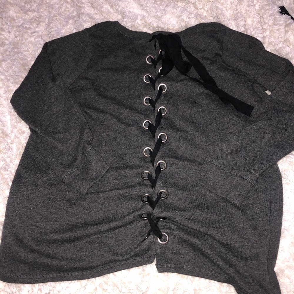 Lace Up Back Sweater